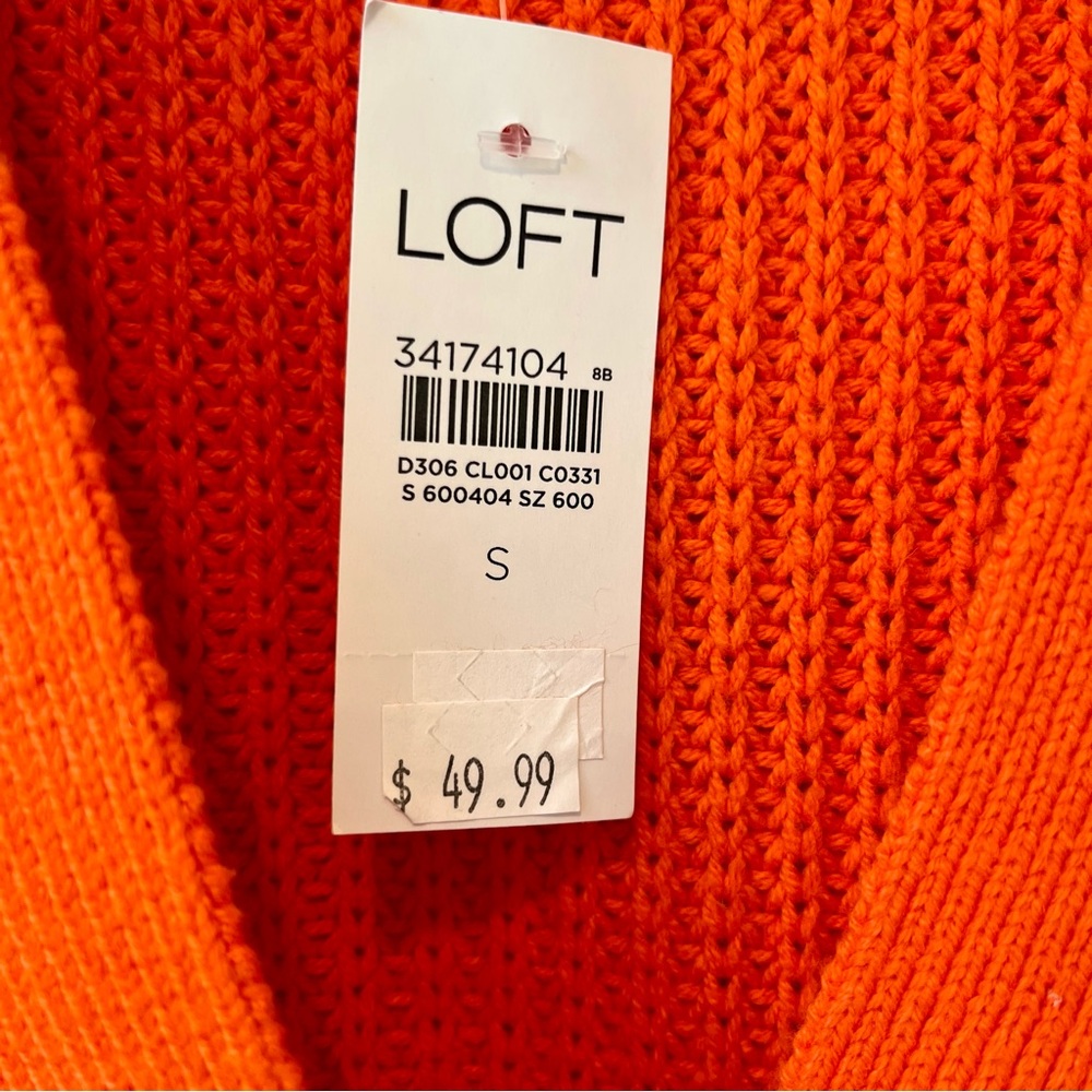 NWT Loft Button Up Knit Cardigan Sweater Orange Women’s Small - Picture 2 of 9